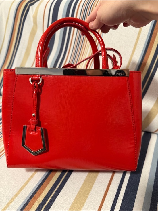 Fendi Handbags - Fendi Red Leather Mini Satchel with Silver Accents
